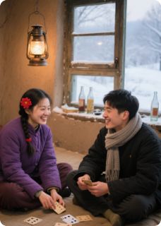 极寒，我们小两口在土炕猫冬