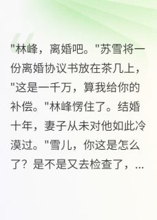 《资助前女友五千万后妻子带球跑了》小说大结局精彩阅读 林峰苏雪小说全文